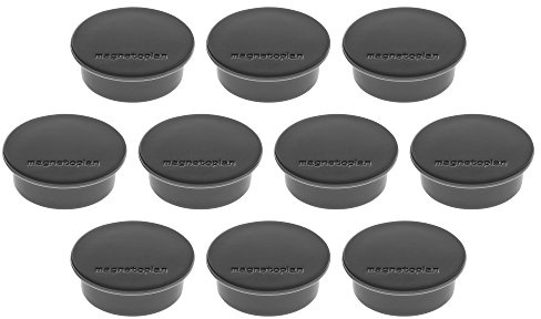 Magnethalter Color, 40 mm, 10 Stück, schwarz | Magnete für Magnettafeln + Whiteboards | Kratzfreie Spezialbeschichtung | Leicht abnehmbar | ØxH 40x13mm | Haftkraft: 2,2 kg
