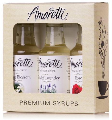 Amoretti Premium Floral Syrups 1.69 Fl Oz (Pack of 3) (Rose, Violet Lavender, Orange Blossom)