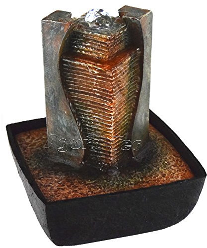 Agora-Tec® - Fuente de agua para el interior Afiya, con iluminación LED en el surtidor de agua, corriente de agua muy agradable y silenciosa, 21 cm de alto