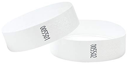 Tyvek Armbänder, 2 cm breit, in verschiedenen Farben, 100 Stück Packung, weiß
