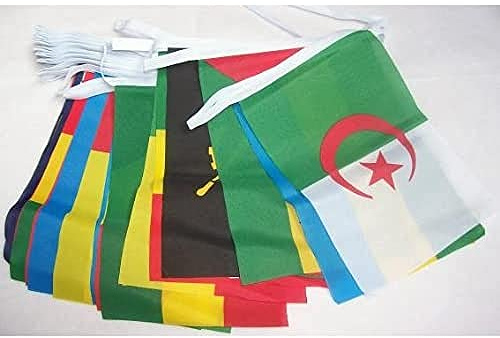 AZ FLAG krans 16 meter 54 flaggor 54 Afrique Country 21 x 15 cm - Afrikansk landsflagga 15 x 21 cm
