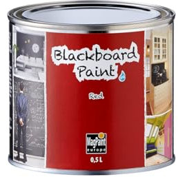 MagPaint Blackboard Paint - Red Chalkboard Paint - Premium Water Based - Suitable for Workplaces, Kitchens, Classrooms and Children's Bedrooms - 5m² Coverage, 0.5L
