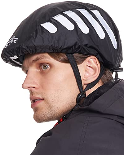 Fahrradhelm Regenschutz Universal | 100% Wasserdichter Helmbezug | Fahrrad Regenhaube Fahrradhelm für alle Helme | Helm Überzug, Helmüberzug | BTR