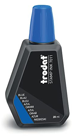 Trodat 7011, Flacone di Inchiostro Blu per la Ricarica dei Tamponi o Cuscinetti, 28 ml, Inchiostro a Base d'Acqua per Timbrare Documenti, Impronte Pulite e Nitide, Tappo Richiudibile