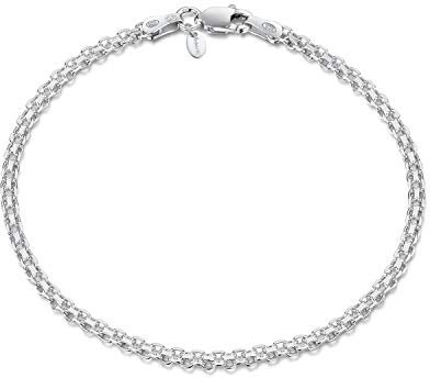 Amberta 925 Sterlingsilber Armkette - Bismarck Kette Armband - 2.2 mm Breite - Verschiedene Längen: 18 19 20 cm (20cm)