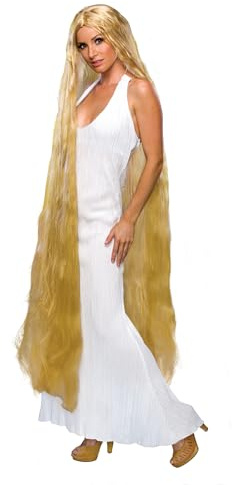 Rubie's kostym 152 cm dam Godiva blond peruk, gUL, One Size
