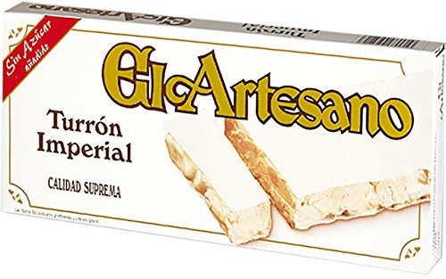 El Artesano - Turrón Imperial Sin Azúcar, Dulce Tradicional con Almendra y Miel, Ideal para Diabéticos y Dietas Saludables, Sabor Clásico y Crujiente Sin Remordimientos