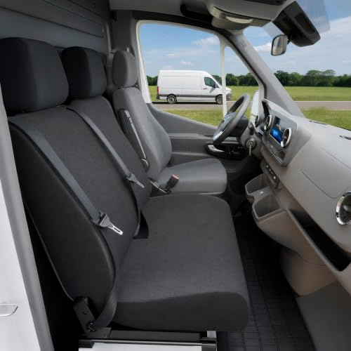 WALSER Transporter Sitzbezüge Auto für Mercedes-Benz Viano/Vito, Einzel/Doppelbank, Sitzbezüge aus Stoff, Sitzschoner, Sitzauflagen Set für Van .