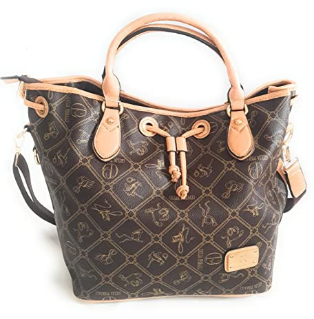 Giulia Pieralli #407 Damen Handtasche Damentasche Tasche Beuteltasche Kunstleder (Beige)