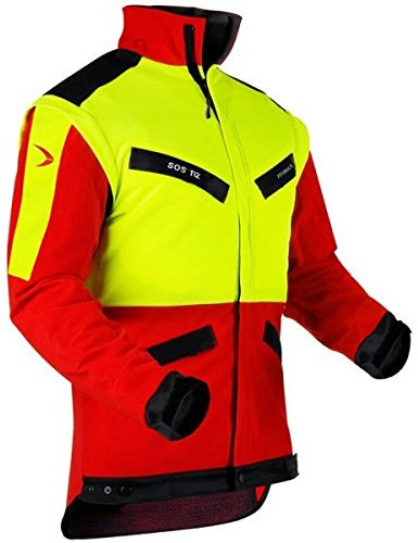 Pfanner® atmungsaktive Forstjacke ZipOff mit CORDURA®, Farbe:rot/gelb, Größe:4XL