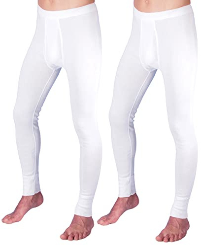 HERMKO 3540 2-pack herr långa kalsonger Long Johns (andra färger) ekologisk bomull, Vit, XL