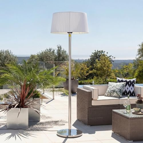 Heatlab 2.1KW Free Standing Outdoor Lamp Shade Heater with Stainless Steel Stand and Base in White