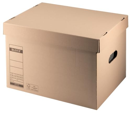 Leitz Archiv- und Transport-Schachtel, Obere Öffnung, Extrastarke Wellpappe, Faltbar, Naturbraun, Leitz Premium Archiv Serie, 60810000