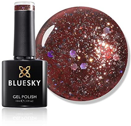 Bluesky Gel Nail Polish, Seductress BLZ16, Maroon, Dark, Glitter, Long Lasting, Chip Resistant, 10 ml (Requires Drying Under UV LED Lamp)