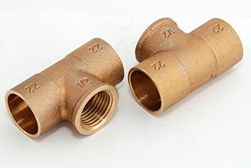 T-Stück 22mm - 1/2' / 4130g, Rotguss (VE 2 Stk) Rotgussfitting red brass gunmetal, Klimaanlage Klimatechnik Wasser Heizung Gas Solar heating refrigerant
