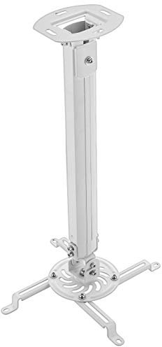 deleyCON Supporto per Videoproiettore Universale da Soffitto Inclinabile di +/- 15° Girevole a 360° Portata 13,5Kg Regolabile in Altezza da 545mm a 900mm - Bianco