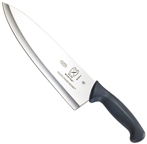 Mercer Culinary M18010 Millennia Black Handle, 10-Inch Wide Hollow Ground, Chef's Knife