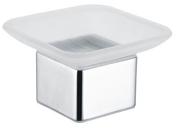 Deck Mounted Soap Dish Holder in Frosted Glass/Chrome