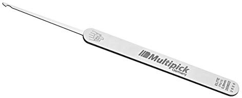 Multipick ELITE Profi Lockpicking Dietrich Extraktor - 0,6 mm - Made in Germany - Lockpicking Set - Dietrich Set für den professionellen Gebrauch für Schlüsseldienst und Behörden Chrome