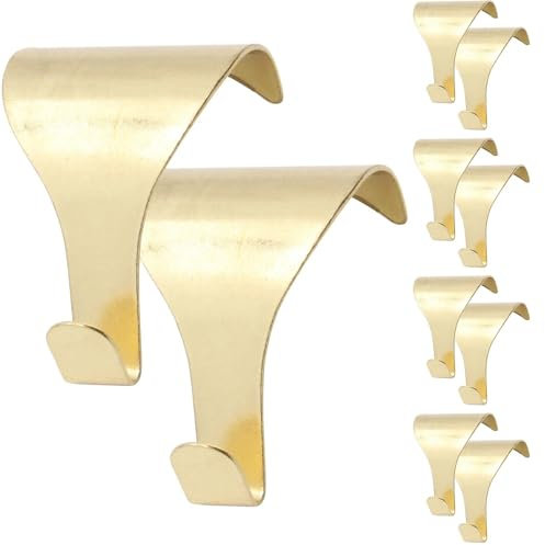 Merriway BH04788 (10 Pcs) EB Brass Plated Picture Rail Hanging Moulding Hooks - Pack of 10 Pieces, Yellow