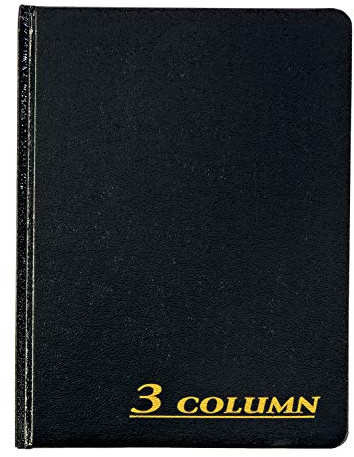 Adams Libro contabile, 7 x 9,25 pollici, nero, 3 colonne, 80 pagine (ARB8003M)