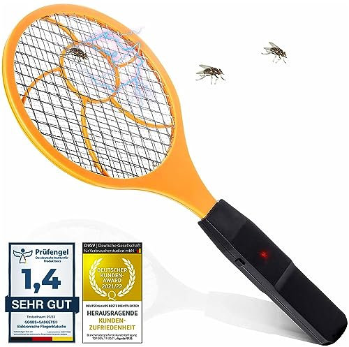 Elektrische Fliegenklatsche Elektro Fliegenfänger Insektenvernichter Mückenklatsche - Testsieger Kundenzufriedenheit (Einzeln: 1 Stück)