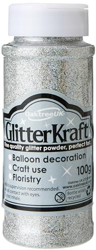 ELEGANZA Feiner Qualitätsglitzer, Kunststoff, Holografisches Silber, 3 x 3 x 9 cm, 100