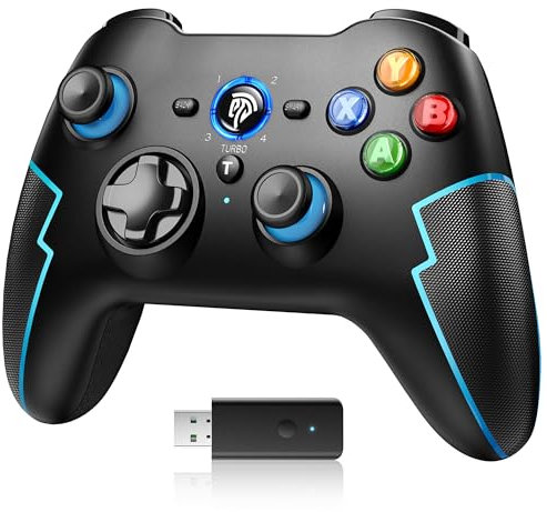 EasySMX 9013PRO Mandos PC Inalambrico con Hall Trigger - Turbo - Vibración - Batería Incorporada para PC/PS3/Switch/Android TV Box/Móvil/Tableta/Portátil - Compatible con Black Myth: Wukong- Azul