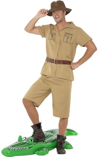 Smiffys Traje de Hombre Safari, con Camisa, Shorts, Cinturón y Sombrero Halloween, Carnaval