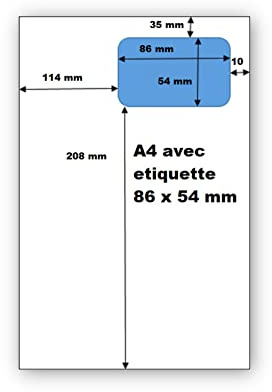 UniversGraphique, 100 Etichette Adesive A4, Colore Bianco, Etichetta di Spedizione Inclusa 86 x 54 mm, 1 Etichetta per Foglio