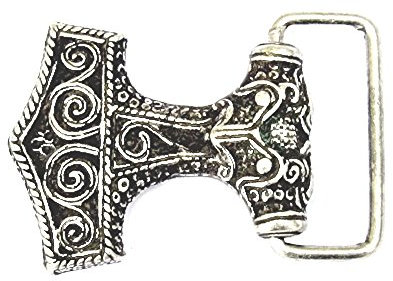 Battle-Merchant Mjoelnar belt buckle, Thor's hammer, LARP medieval Viking belt buckle, silver or bronze, Silver