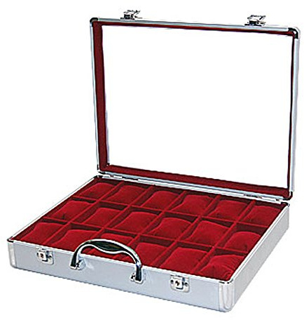 Klockfodral klocklåda för 18 klockor aluminium K10 röd 45
