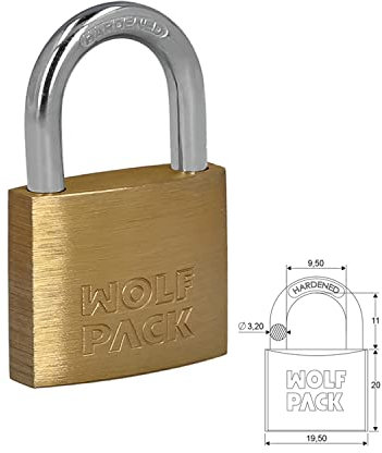 Wolfpack 3100930 - Lucchetto ad arco normale in ottone, 20 mm
