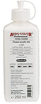 Schmincke - AERO COLOR® Professional, SUPRA Weiß, deckend, 250 ml, 28 101 027, feinst-flüssige, farbstarke Acrylfarbe für Acrylmalerei, Airbrush, Mixed Media