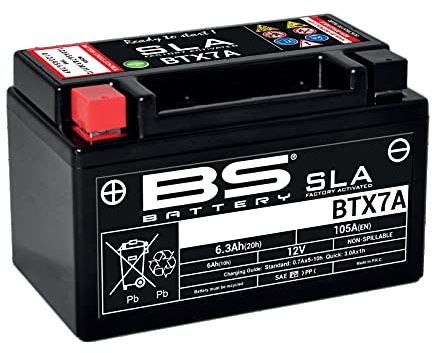 BS Battery 300672 BTX7A AGM SLA Motorrad Batterie, Schwarz