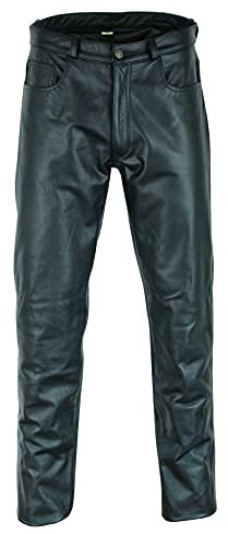 Texpeed Lederjeans herren Rindsleder Oben genarbtes echtleder - Lässige motorrad Biker lederhose Schwarz - 6XL