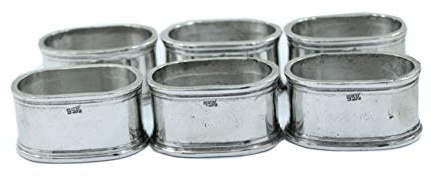 6 Pack Serviettenringe zinn Silber, handgefertigt in Italien von Cavagnini