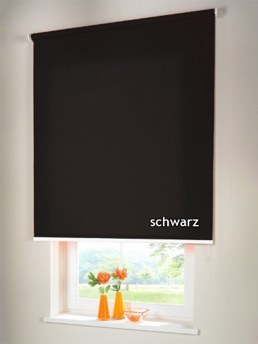 Sichtschutzrollo Mittelzugrollo Springrollo Rollo Verdunkelung 70 x 160 cm / 70x160 cm schwarz