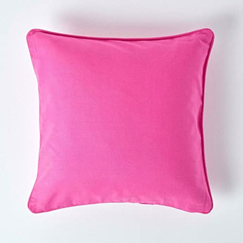 Homescapes Pinke Kissenhülle 45 x 45 cm, Deko-Kissenbezug mit Reißverschluss aus 100% Baumwolle, unifarbener Zierkissenbezug für Dekokissen und Sofakissen