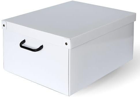 Lavatelli Scatola per armadio in cartone con coperchio, organizer per vestiti e biancheria, per cambio stagione o per confezione regalo, Grande, Bianca 40x50x25 cm