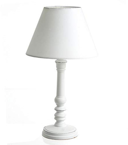 Atmosphera Lampe Bois - H. 36 cm - Blanc