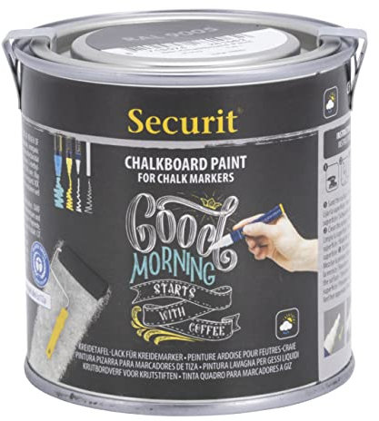 SECURIT - Vernice Acrilica a Base d'Acqua - Per Pennarelli a Gesso Liquido - Per Bar, Ristoranti, Pub, Negozi, Casa - 250ML - Colore Nero