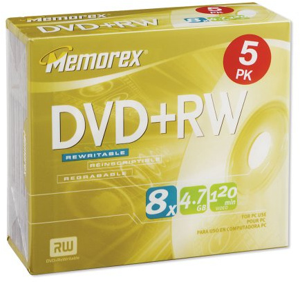 Memorex DVD+RW 4.7GB 5PK 8X Hang (32025517)