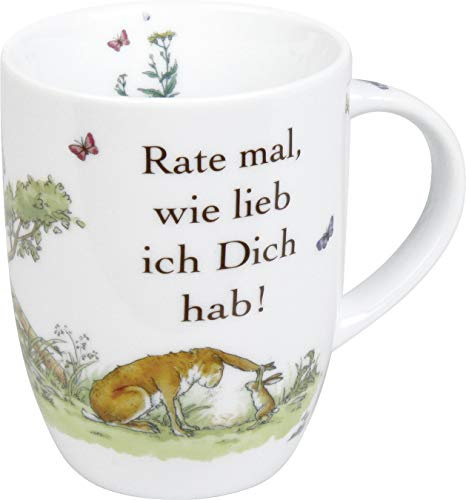 Könitz K1111030781 Kaffeebecher Rate mal, wie lieb ich Dich hab!Becher Porzellan 12 x 8 x 10.3 cm, Mehrfarbig