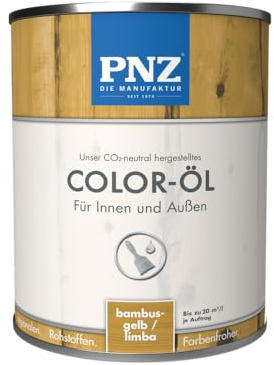 PNZ Color-Öl für Innen und Außen | lösemitttelfreies Farböl | Nachhaltig hergestellt mit regionalen Rohstoffen | für alle Hölzer, auch Bienenhäuser, Gebinde:0.25L, Farbe:bambusgelb/limba