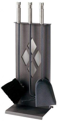 Schössmetall Kamingarnitur anthrazit/Edelstahl/Besteck Edelstahl, Rhombus 04561140