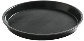 HENDI Bandeja de Servicio, Redonda, con Borde Alto, Antideslizante, Multiusos, para buffets, Bandeja de Cocina para Servir Comida rápida, Bebidas, Fast Food, ⌀320x(H) 37mm, Polipropileno, Negro