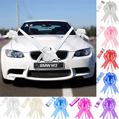 Time to Sparkle 3 Bows+7m Ribbon Wedding Car Ribbon Decoration(White)