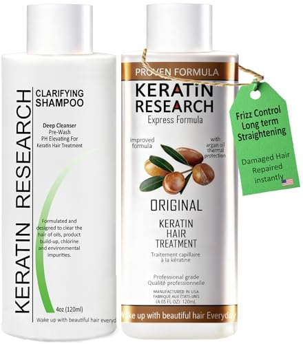 Keratin-Haarsystem, brasilianische Keratin-Haar-Heißluft-Behandlung, professionelle Resultate für glattes und geschmeidiges Haar (Shampoo 120 ml + Kur 120 ml) Formaldehydfrei
