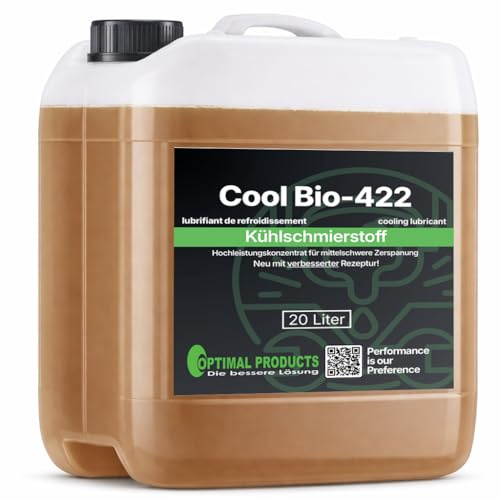Optimal Products Kühlschmierstoff Cool Bio-422 20L - Wassermischbares Hochleistungs Kühlschmiermittel mit gutem Korrosionsschutz, Bohröl Schneidöl Metall
